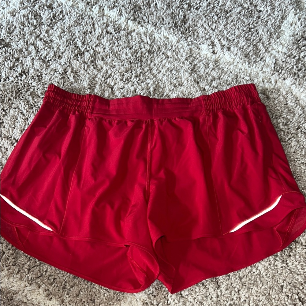 Lululemon Athletica Red Athletic Shorts with Reflective Trim